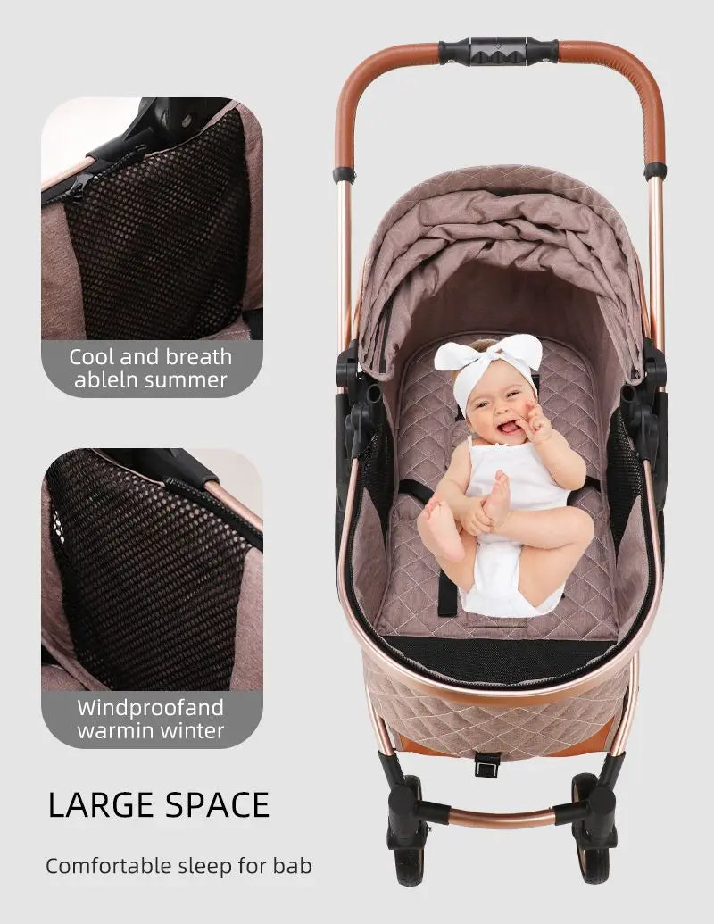 LIGHT GREY 3 in 1 Easy Folding Multifunctional Stroller