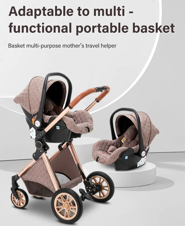 LIGHT GREY 3 in 1 Easy Folding Multifunctional Stroller