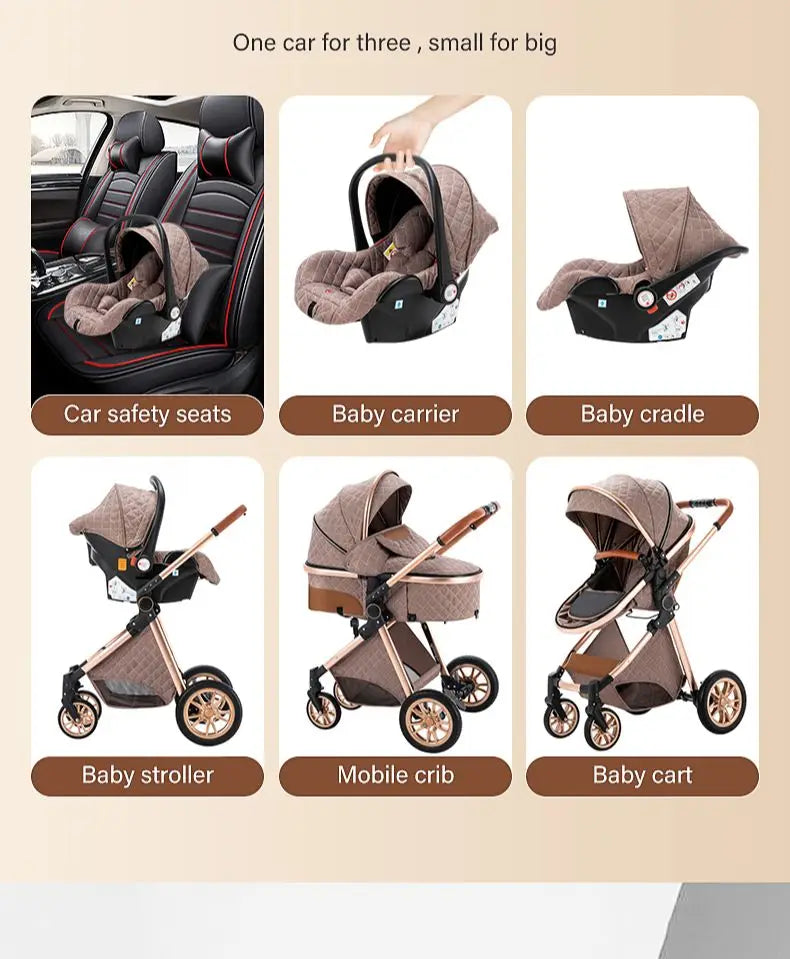 LIGHT GREY 3 in 1 Easy Folding Multifunctional Stroller